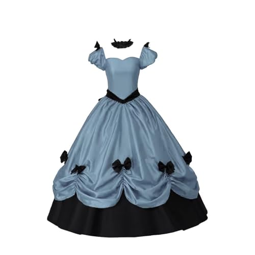 Asulla Womens Gothic Victorian Wedding Dress Princess Puffy Sleeve Rococo Lolita Masquerade Ball Gown with Bow