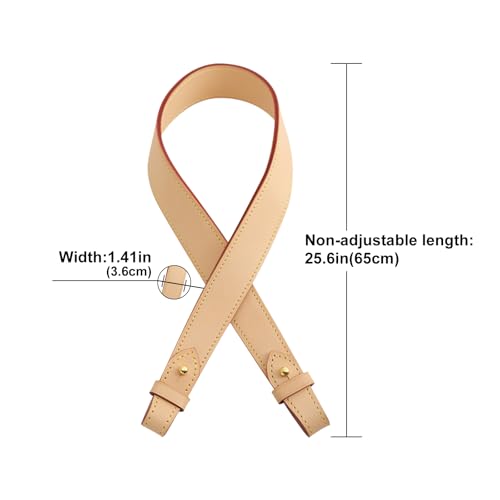Image of Genuine Vachetta Leather Shoulder Bag Strap Replacement for Graceful Handbag(APRICOT-Length:25.6in)