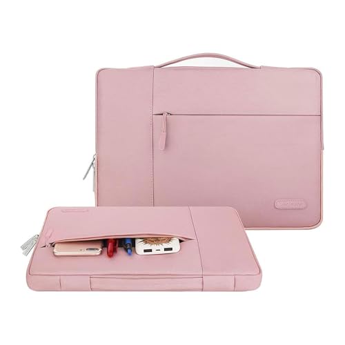 Image of MOSISO Laptop Case 15 inch, 15 inch Laptop Sleeve with Handle Compatible with MacBook Air 15 M4 A3241 M3 A3114 M2 A2941 2025 2024 2023, Dell XPS, Polyester Multifunctional Computer Bag, Pink
