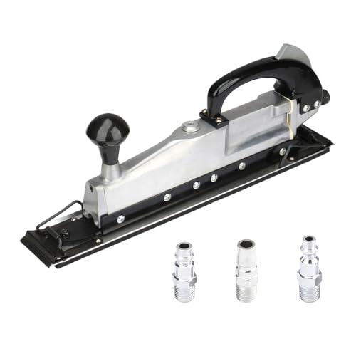 Hoteche 1/4 Air Sander 2500RPM Pneumatic Sander with 64x407mm Sanding Pad Polished Aluminum Body Black Color Box Packaging