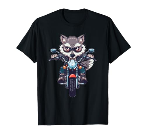 Lindo lobo gris motocicleta Camiseta