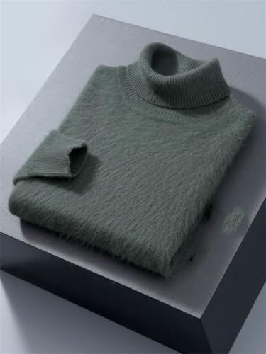 Men's 100 Percent Mink Cashmere Turtleneck Sweater Pullover Classical Casual Solid Loose Korean Popular2