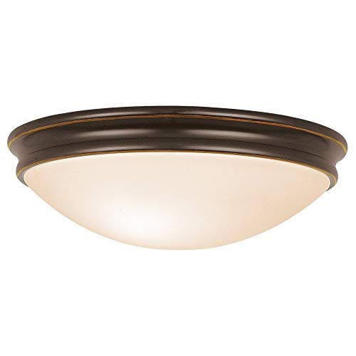 Atom - 3-Light 14" Flush Mount - Oil Rubbed Bronze Finish - Opal Glass Shade #1