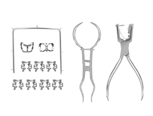 Rubber Dam Kit with Adjustable Frame and Punch — 18-Piece Dental Set