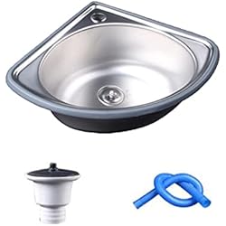 Fregadero Esquina Leroy Merlin OUSIKA Fregaderos, Fregadero de Montura de Pared de Forma de Triángulo, Acero Inoxidable Cepillado 201, Fregadero de Lavado de Esquina de la Casa Del Hotel, Espesor de 0.7 Mm de Profundidad 15 cm
