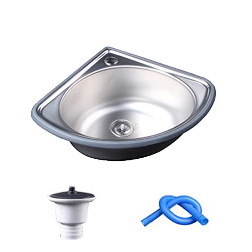 XUEFX Inoxidable Triángulo Espesado Lavabo Del de Esquina, Fregadero de Un Seno, ​Casa Fregadero...