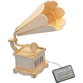 Solar Powered Wooden Gramophone with Music Educational Kit by EX ELECTRONIX EXPRESS