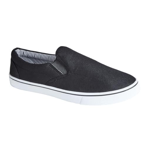 Urban Jacks Alpargatas de lona de malla para hombre, con cordones, informales, caña baja, talla 7-12, negro y blanco, 42 1/3 EU