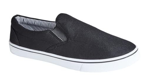Urban Jacks Alpargatas de lona de malla para hombre, con cordones, informales, caña baja, talla 7-12, negro y blanco, 42 1/3 EU