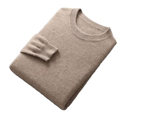 Kaschmir-Pullover für Herren, warm, lässig, Strickpullover mit O-Ausschnitt, khaki, M