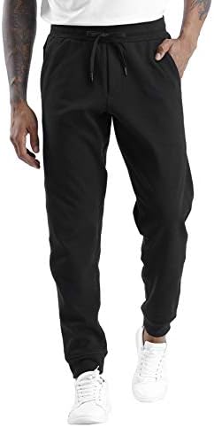 THE GYM PEOPLE Men's Fleece Joggers Pants with Deep Pockets Athletic Loose-fit Sweatpants for Workout, Running, Training (Small, Fleece Lined-Black)