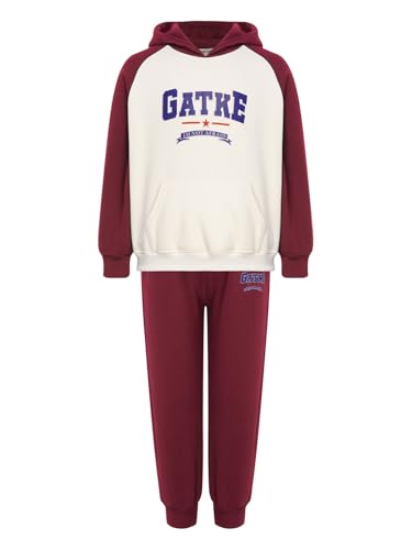 Image of YiZYiF Kids Boys Fleece Lined Sweatshirts Outfit Long Raglan Sleeves Hoodie And Jogger Pants Activewear Set