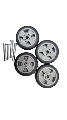 Image of Luggage Replacement Wheels Set of 4 with Axles Screws | Heavy Duty Trolley Suitcase Spare Wheels Smooth Silent Rolling Repair Black