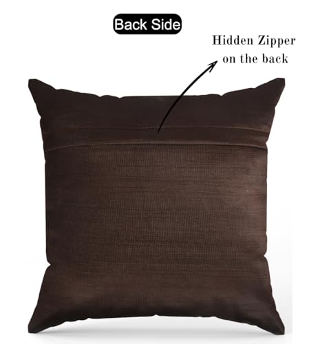 Image of Velvet Foil Cushion Covers 18 inch x 18 inch Set of 2, Brown
