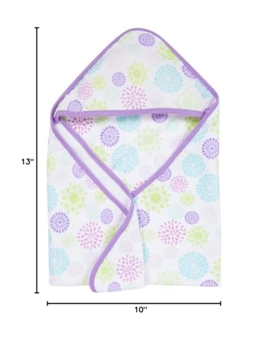 Image of Baby Hooded Bath Towel - Super Soft Terry Cloth with Muslin Hood - Naturally Absorbent for Quick Drying - Gentle, Durable, & Long-Lasting - Perfect for Newborns & Infants (Colorful Bursts, 1-Pack)
