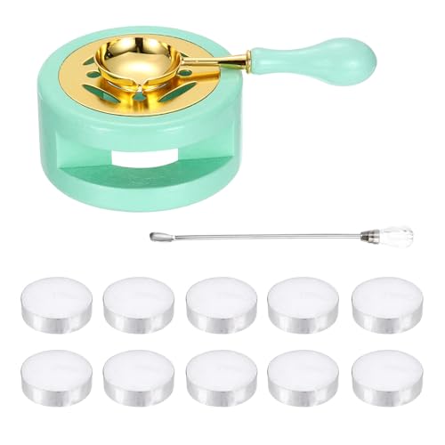 Kit de cachet de cire vert clair PATIKIL avec réchaud et cuillère de fusion pour lettres