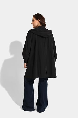 CARCOS Women Plus Size Raincoat Lightweight Waterproof Rain Jacket Travel Hooded Trench Coat XL-5XL4