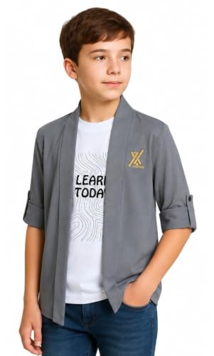 Image of CAVIO Boys Solid Open-Front Shrug with T-Shirt