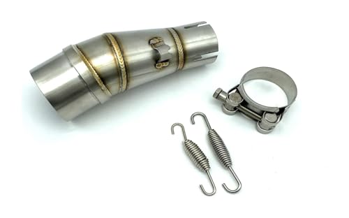 Motorrad Auspuff Schalldämpfer Für Kawasaki Für Z250 Und Für Ninja 250/300 2013 2014 2015 2016 Auspuffanlage Mit Mittelgelenkadapter(Silber)