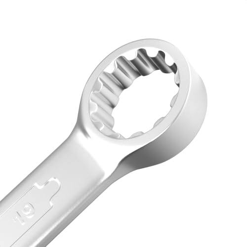 Image of Groz Combination Spanner 19 mm, Length 230 mm | DIN 3113 Standards | Chrome Vanadium, Matt Satin Chrome Combination Wrench Tool | CSP /DIN /19G
