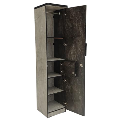Image of Single Door Wardrobe for PGs,Hostels, Dormitory.1 Door Wardrobe with Lock Gujjubazar (Light caspio Marble)