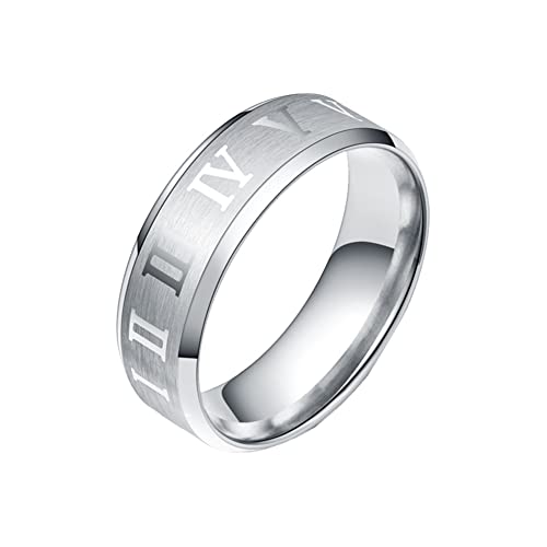 HIJONES Anneaux De Mariage en De Chance De Chiffres Romains Simples pour Hommes Femmes en Acier...