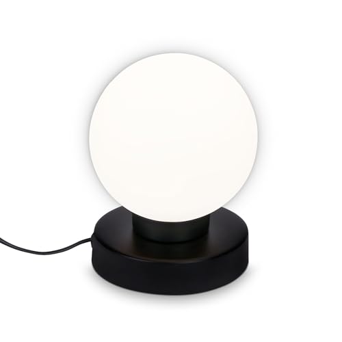 BRILONER - Lampada da tavolo, lampada da comodino, abat-jour, sfera luminosa, 1 lampadina E14, max. 25 Watt, colore: bianco/nero, 126 x 157 mm (DxH)