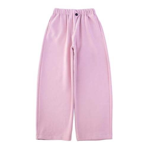 Girls' Active Wide Leg Pants Kids High Elastic Waist Palazzo Pant Loose Straight Baggy Sweatpants (Pink, 10-11 Years)