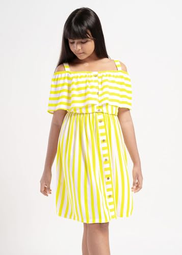 Image of Hopscotch Baby-Girl's Cotton Empire Waist Knee-Length Dress