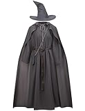 kegemor Gray Wizard Costume Adult Men Halloween Costumes 5pcs Cosplay Party Outfit Male Witch Sorcerer Hat Robe