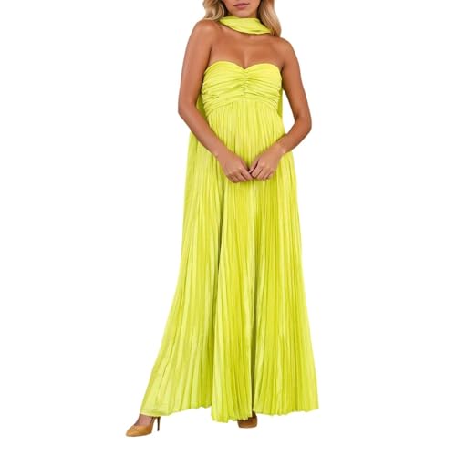 Vestido largo de playa casual sin mangas confeccionado en poliéster