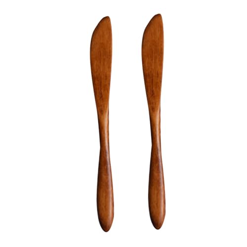 Espátula de mantequilla estilo japonés, 2 espátulas de mermelada para pan, vajilla de paquete facial, esparcidor de queso de madera seguro (2 piezas) durabilidad
