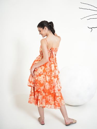 Image of PURVAJA Women's Layered Below Knee Length Dress (Floe-022-024)