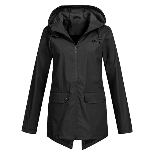 Regenmantel Damen Kapuzenjacke Leicht Softshelljacke Wasserdicht Grosse...
