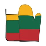 QWVBN Flagge von Litauen Küche Backset (hitzebeständige Handschuhe + Untersetzer), leicht zu reinigen, ideal zum Backen und Kochen