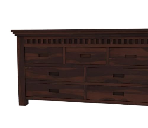 Image of Wooden Chest of Drawers for Living Room with 7 Drawer - Solid Wood Chest of Drawers Wooden Drawer Cabinet Chest of Drawer for Bedroom Storage Cabinet