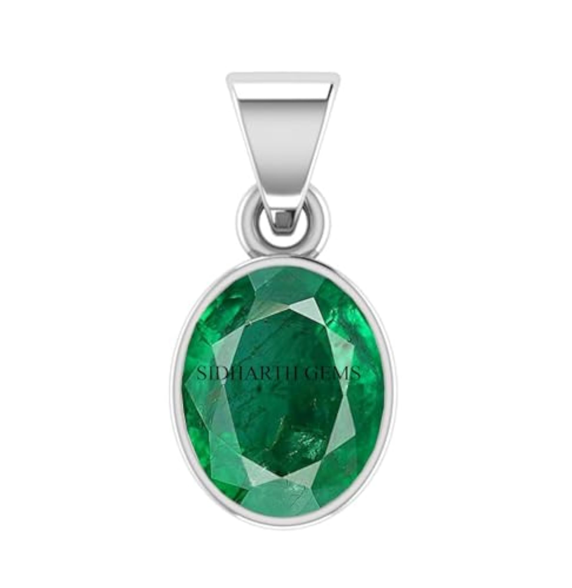 Natural Emerald Loose Gemstone Silver Plated Pendant Locket
