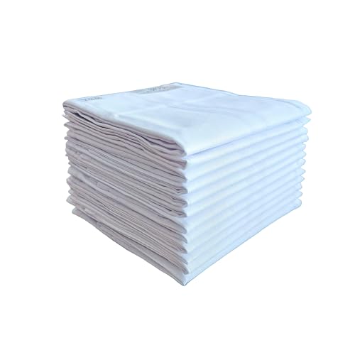 Image of Ashoka Cotton Casual Style Handkerchief For Men - Pack Of 12 (White Plain)