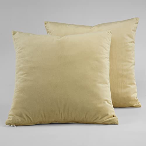 Image of HPD Half Price Drapes Cushion Cover 18 x 18 Heritage Plush Velvet - VPYC-190156-CC18PR - Pair, Western Tan