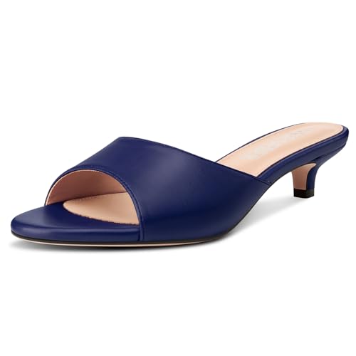Image of TNYNFBEB Womens Low Kitten Heel Open Toe Sandals Mules Shoes Slingback Prom Party Dress Summer 1.4 Inches Heels