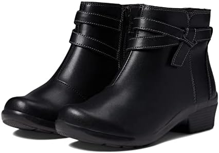 Clarks Women's Angie Spice Ankle Boot, Black Leather, 10 Wide | Image 3