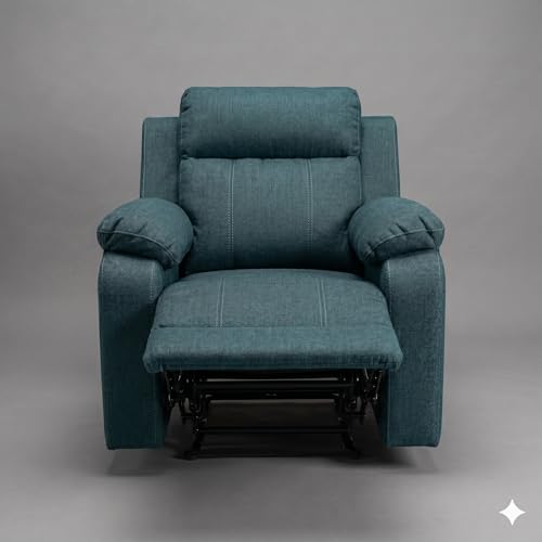 Image of Amazon Brand - Solimo Elira | Single Seater Sofa Recliner | Manual Recliner (Velvet Teal)