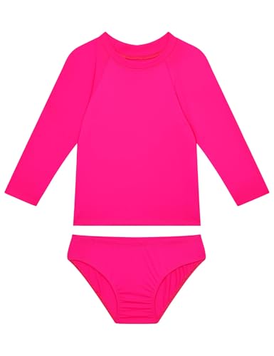 Image of Snowheart Girls Long Sleeves Swimsuit Size 3t 4t 2 Pieces Rose Red Tankini Bathing Suit Rash Guard Sets