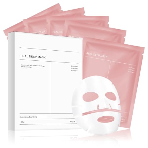 4 Stück Bio Collagen Maske, GCVSE Organic Collagen Real Deep Mask, Anti-Aging Feuchtigkeit, Anti-Falten/Pore Straffung, Verbesserung der Elastizität der Haut Bio Collagen Overnight Maske
