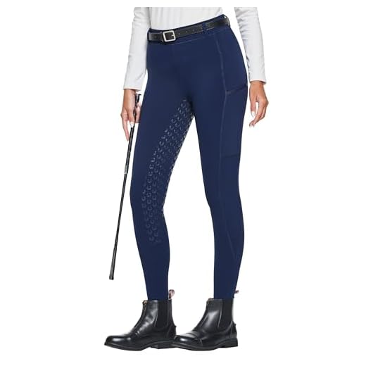 FitsT4 - Pantalones de equitación de invierno para mujer con bolsillos con cremallera, mallas de equitación con forro polar, marino, X-Small