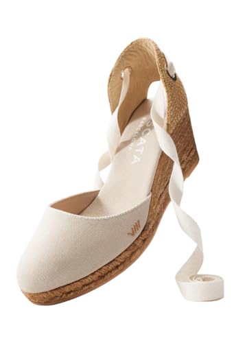 Viscata Sagaro Espadrille Canvas Wedges with Ankle Laces Spain Handmade 2 ½” Heel Women's Sandals with Breathable Organic Cotton Canvas and 100% Natural Jute for all Occasions: Casual, Work, Party2