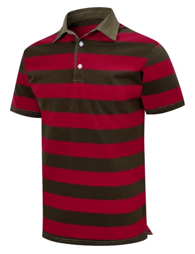 Camiseta polo de hombre Funny World de algodón a rayas ajustada regular de manga corta para golf casual miniatura 5
