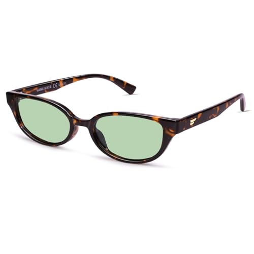 Image of VANLINKER Retro Semi Oval Polarized Sunglasses for Women Men Trendy Small 90s Style Vintage Narrow Rectangle Frame VL9833