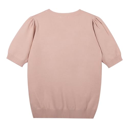 Danny D Women's Puff Short Sleeve Sweater Spring Summer Tops Crew Neck Casual T Shirts Blouses3