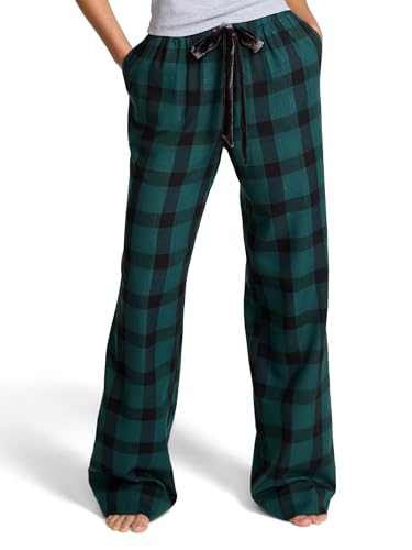 Victoria's Secret PINK Flannel Pajama Pants, Sleepwear for Women, Green Plaid (XL)